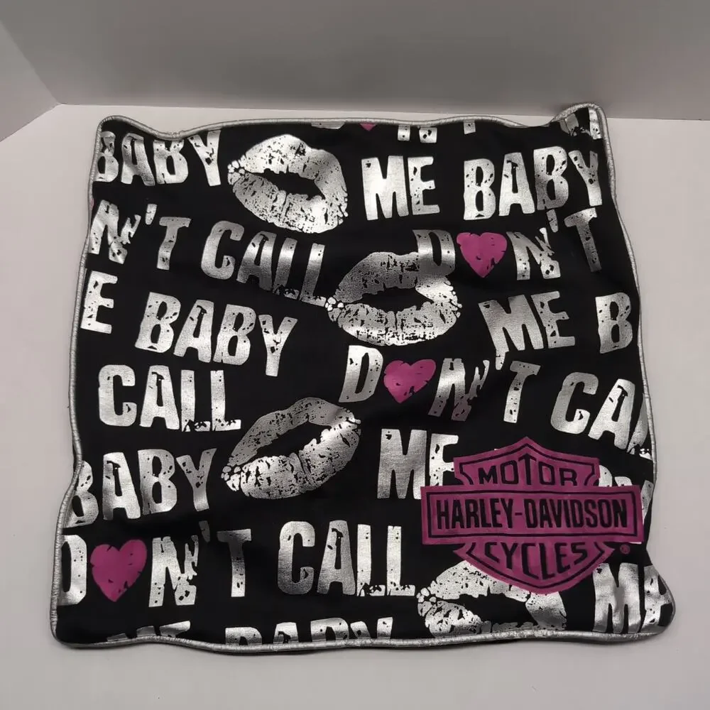 Harley Davidson Accent Throw Pillow Cover Only Don't Call Me Baby Lipstick